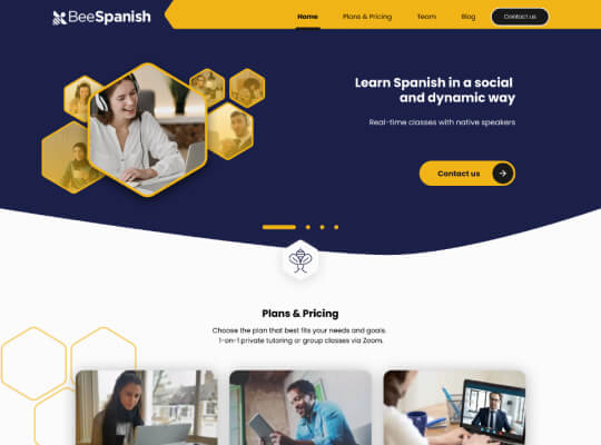 image of landing page of BeeSpanish website