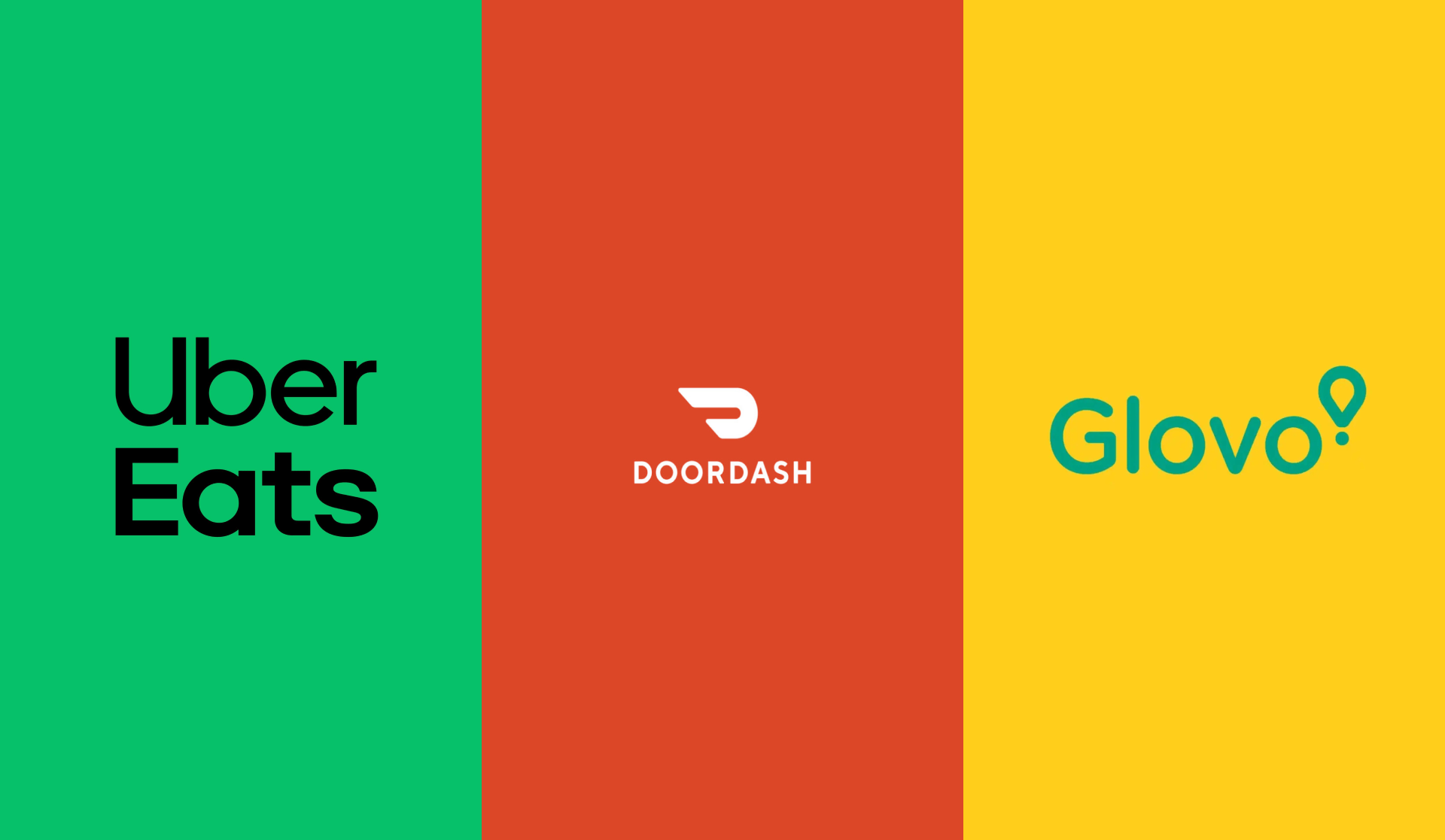 Uber eats, DoorDash and Glovo logos
